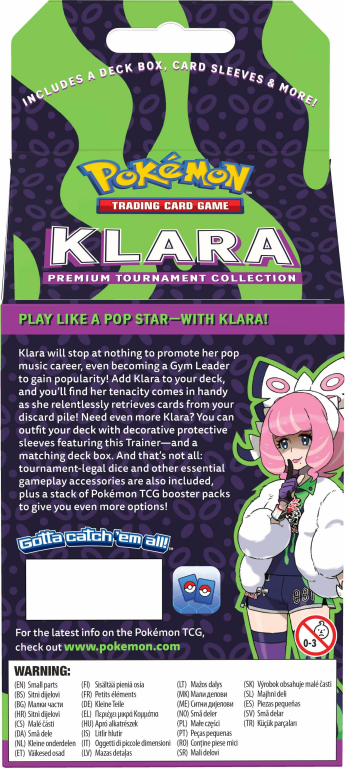 Pokémon TCG: Cyrus and Klara Premium Tournament Collections parte posterior de la caja