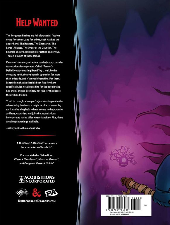 Dungeons & Dragons: Acquisitions Incorporated parte posterior de la caja