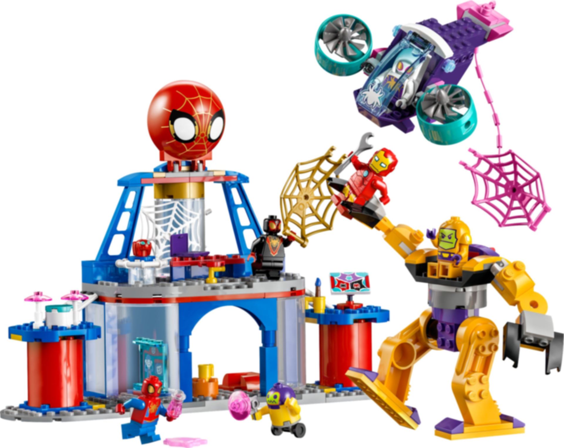 LEGO® Marvel Team Spidey Web Spinner Headquarters components