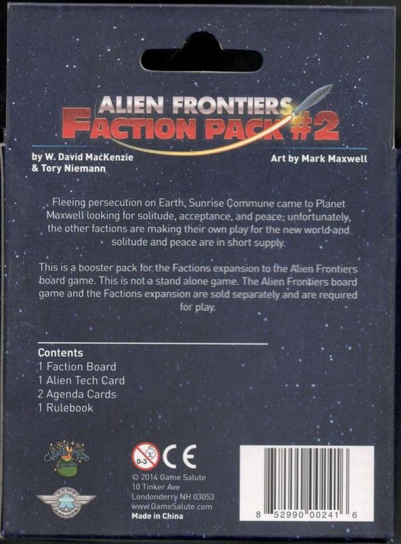 Alien Frontiers: Faction Pack #2 back of the box