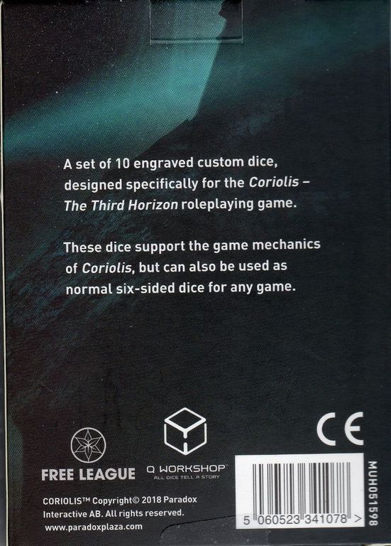 Coriolis Dice Set rückseite der box