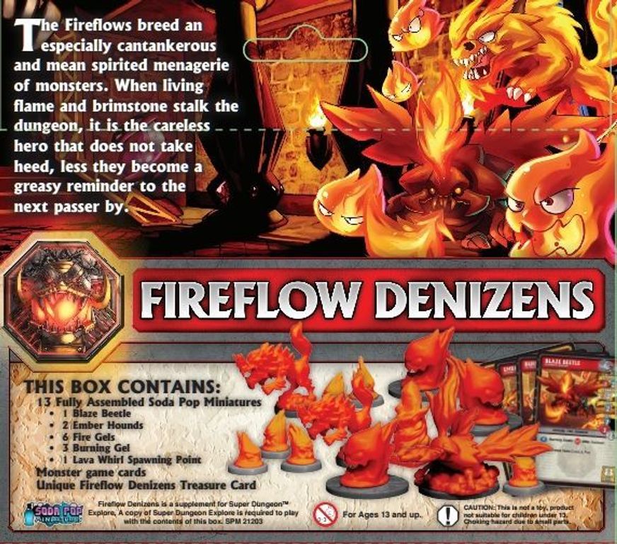 Super Dungeon Explore: Fireflow Denizens rückseite der box