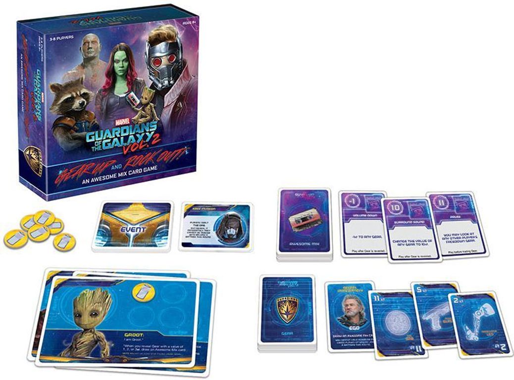 Guardians of the Galaxy, Vol. 2: Gear Up and Rock Out! An Awesome Mix Card Game components