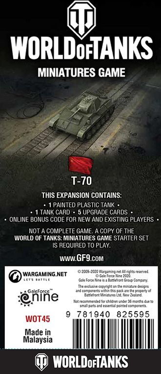 World of Tanks Miniatures Game: Soviet – T-70 Expansion back of the box
