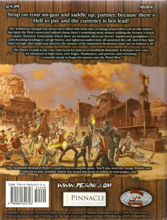 Deadlands Player's Guide achterkant van de doos