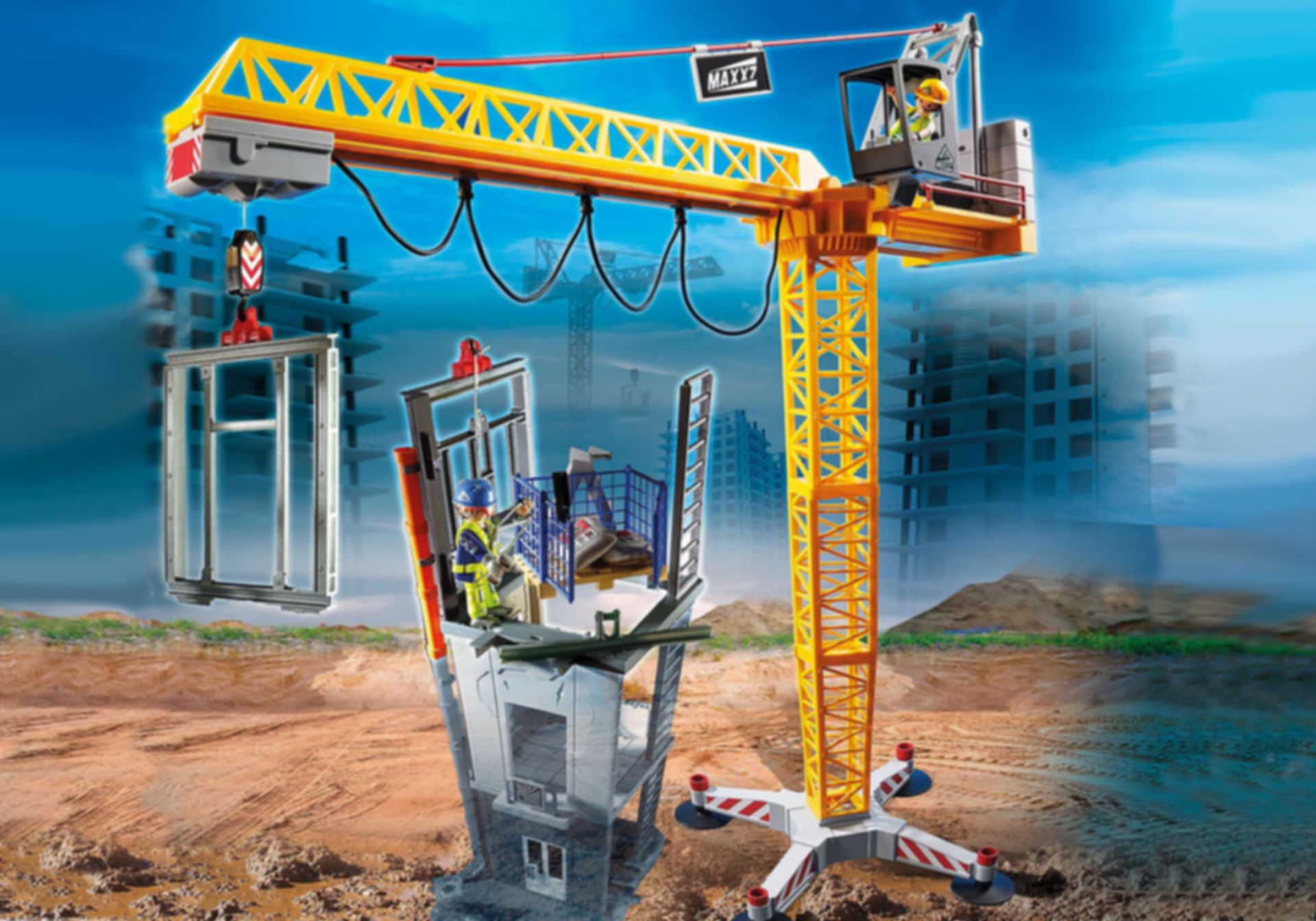 Playmobil® City Action Grue radio-commandée avec mur de construction