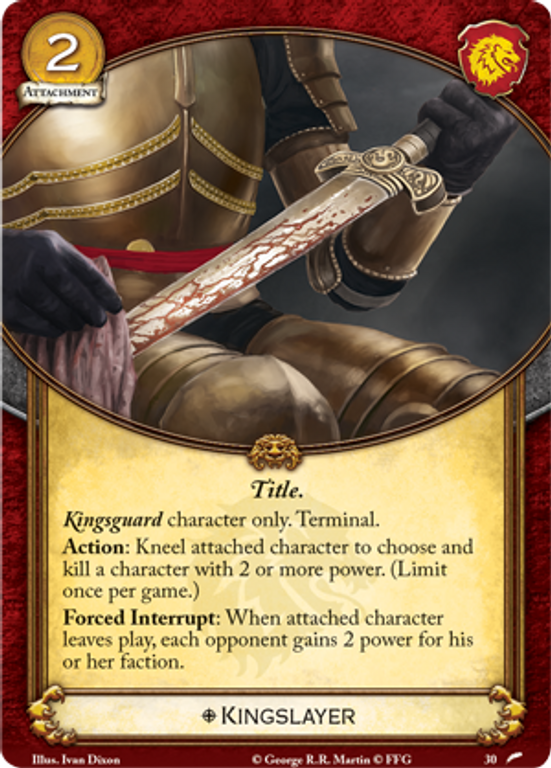 Le Trône de Fer: Le jeu de cartes (Seconde Édition) – Voyage vers Villevieille Kingslayer carte