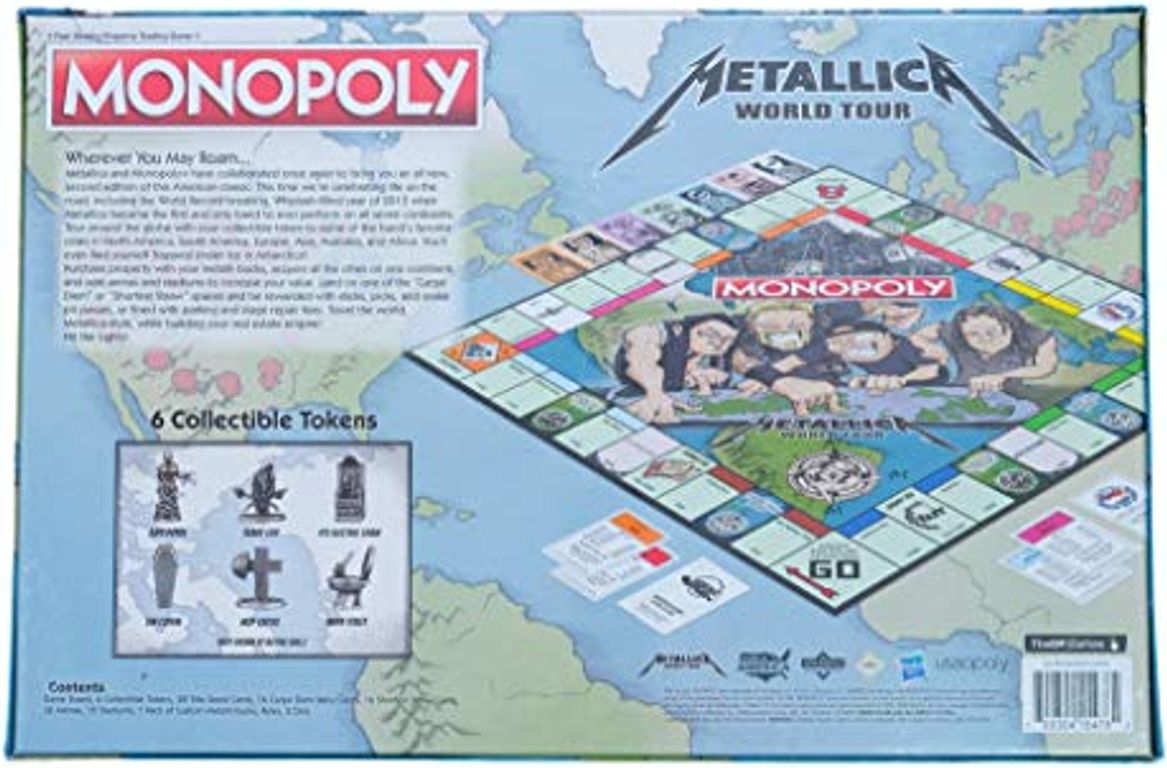 Monopoly Metallica World Tour parte posterior de la caja
