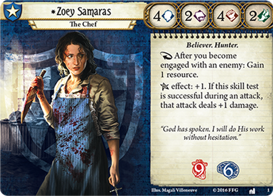 Arkham Horror: El Juego de Cartas – El Legado de Dunwich: Expansión de Investigadores Zoey carta