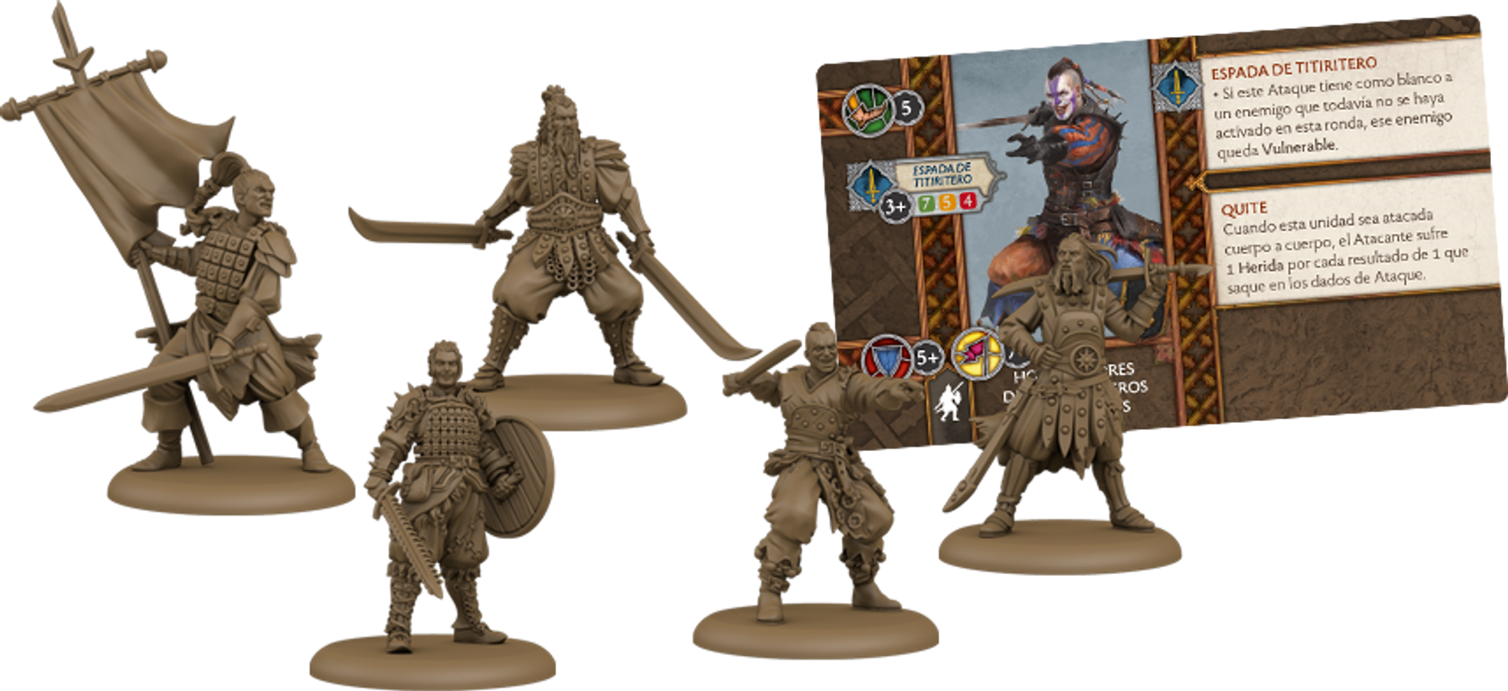 A Song of Ice & Fire: Tabletop Miniatures Game – Bloody mummer skirmishers components