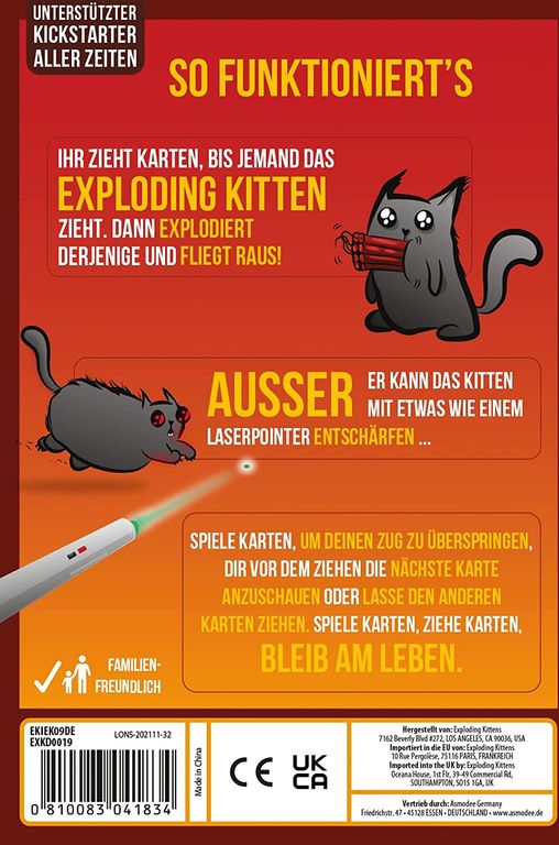 Exploding Kittens: 2-Player Version rückseite der box