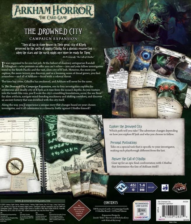 Arkham Horror: The Card Game – The Drowned City: Campaign Expansion back of the box