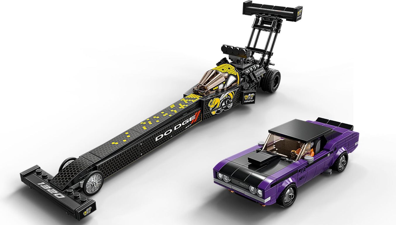 LEGO® Speed Champions Mopar Dodge//SRT Top Fuel Dragster et 1970 Dodge Challenger T/A composants
