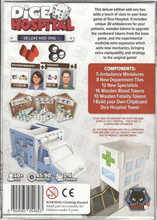 Dice Hospital: Deluxe Add-Ons Box back of the box