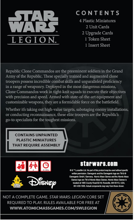 Star Wars: Legion – Republic Clone Commandos parte posterior de la caja