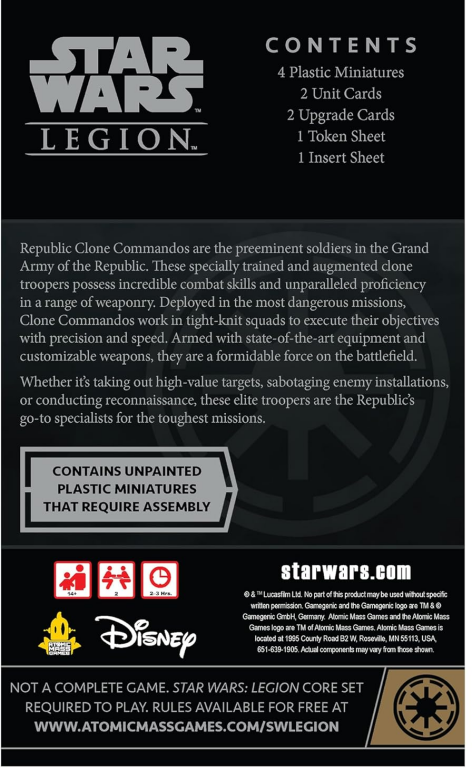 Star Wars: Legion – Republic Clone Commandos achterkant van de doos