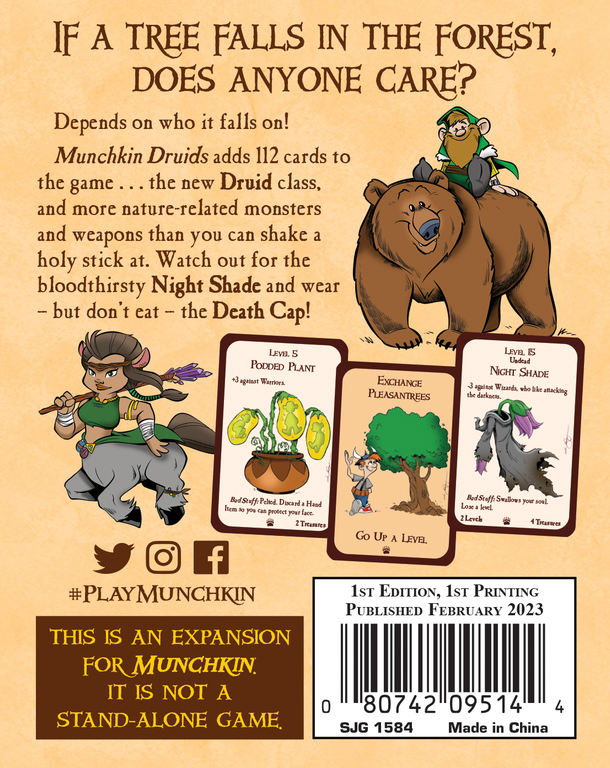 Munchkin Druids parte posterior de la caja