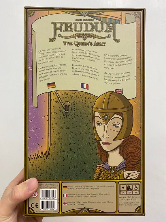 Feudum: The Queen's Army parte posterior de la caja