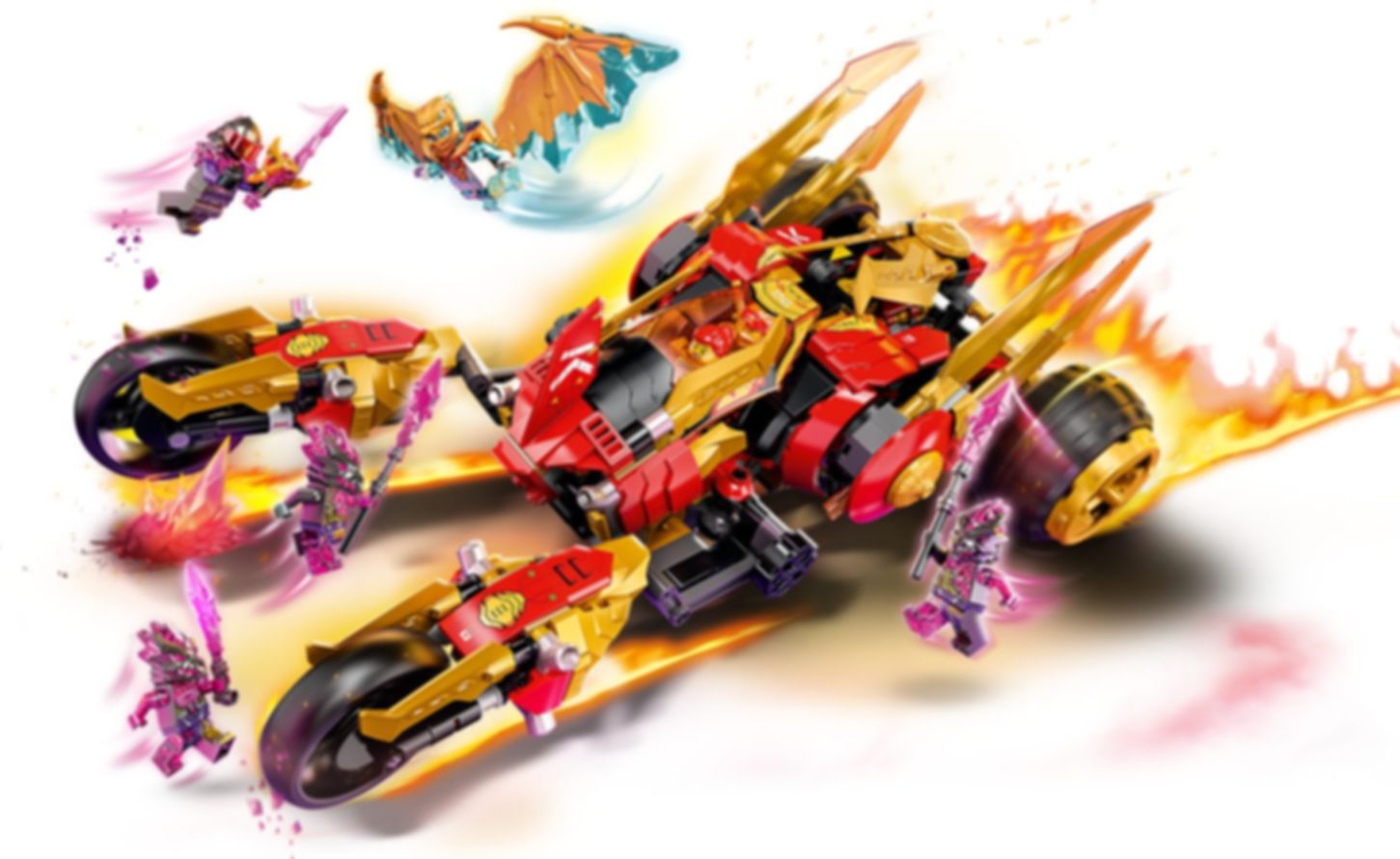LEGO® Ninjago Kai's gouden drakenvoertuig speelwijze