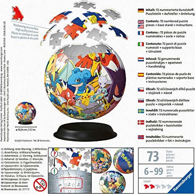 Puzzle-Ball Pokémon rückseite der box