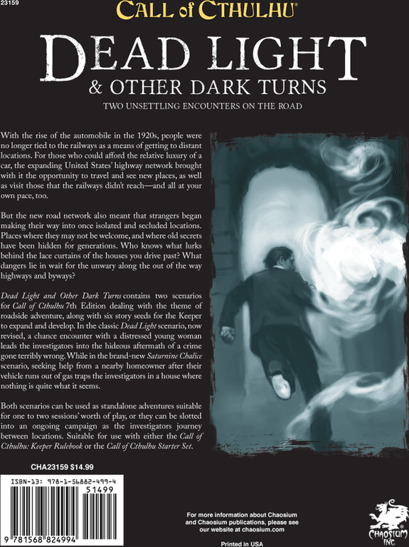 Call of Cthulhu: Dead Light and Other Dark Turns back of the box