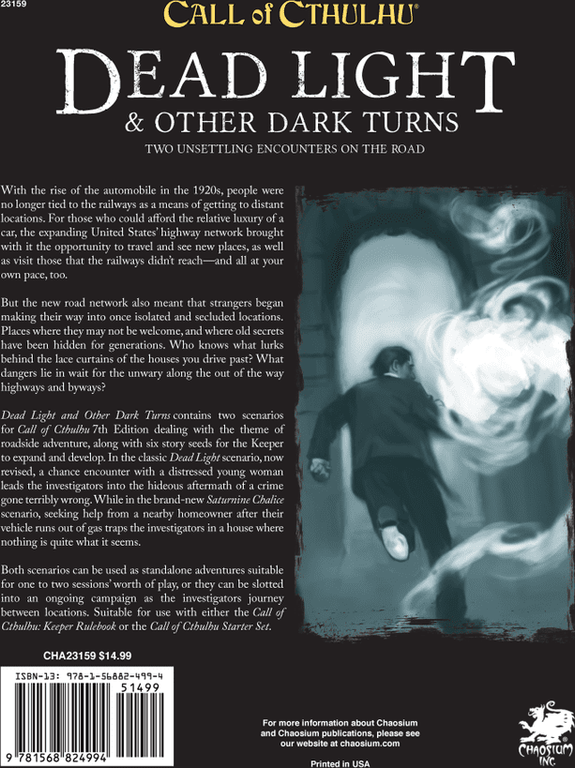 Call of Cthulhu: Dead Light and Other Dark Turns parte posterior de la caja