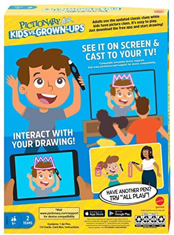 Pictionary Air: Kids vs. Grown-ups rückseite der box