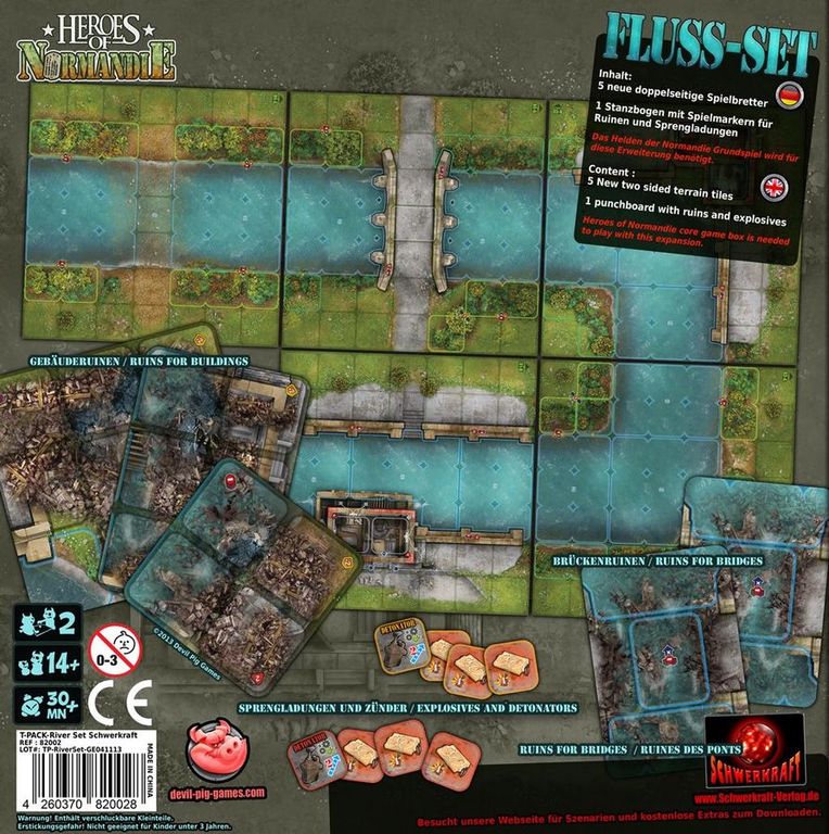 Heroes of Normandie: River-Set Terrain Pack parte posterior de la caja