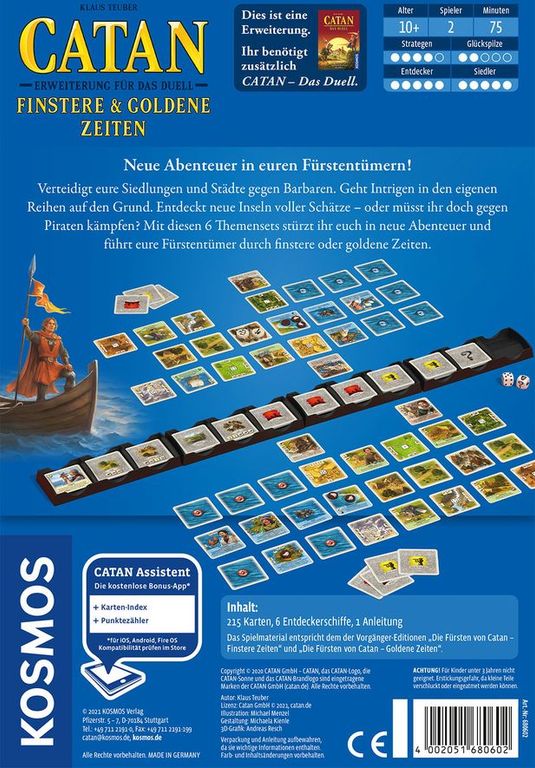 Catan: Das Duell – Finstere & Goldene Zeiten rückseite der box