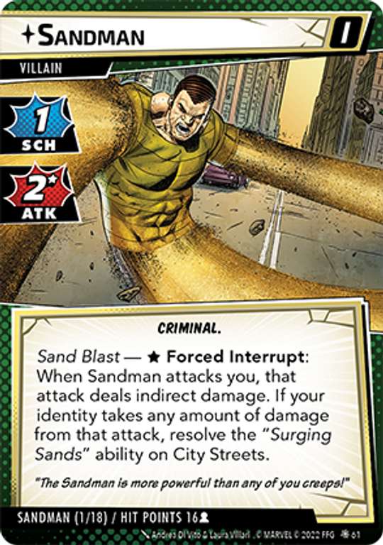 Marvel Champions: Il Gioco di Carte – Sinistre Intenzioni Sandman carta