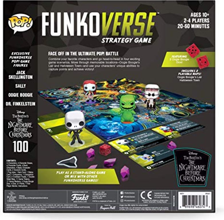 Funkoverse Strategy Game: Tim Burton's The Nightmare Before Christmas 100 parte posterior de la caja