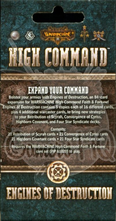 Warmachine: High Command – Faith & Fortune: Engines of Destruction rückseite der box