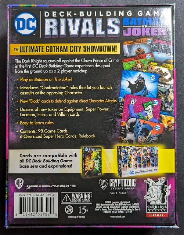 DC Deck-Building Game: Rivals – Batman vs The Joker back of the box