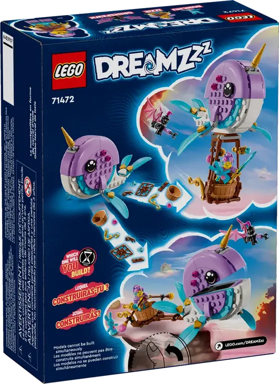 LEGO® DREAMZzz™ Izzies Narwal-Heißluftballon rückseite der box