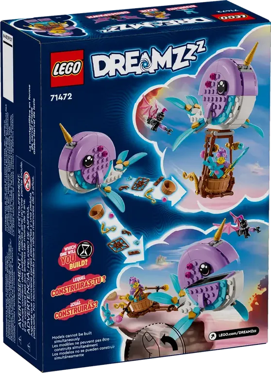 LEGO® DREAMZzz™ Izzie's narwal-luchtballon achterkant van de doos