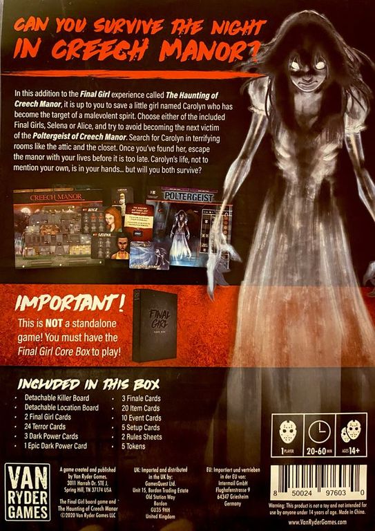 Final Girl: The Haunting of Creech Manor parte posterior de la caja