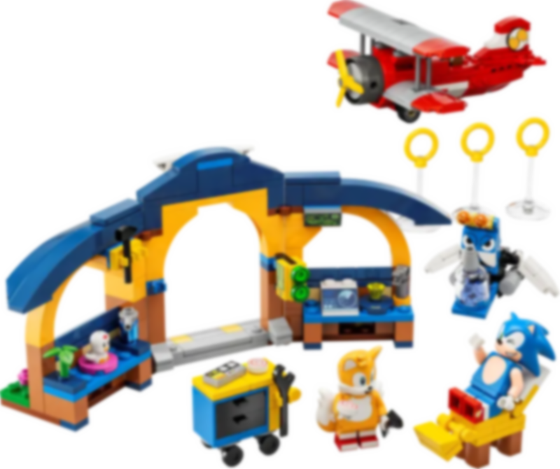 LEGO® Sonic The Hedgehog Tails' Workshop and Tornado Plane components