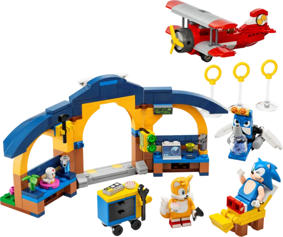 LEGO® Sonic The Hedgehog Tails' Workshop and Tornado Plane components