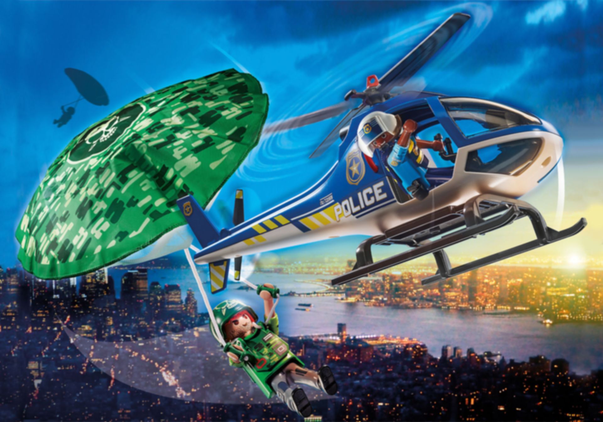 Playmobil® City Action Politiehelikopter: parachute-achtervolging