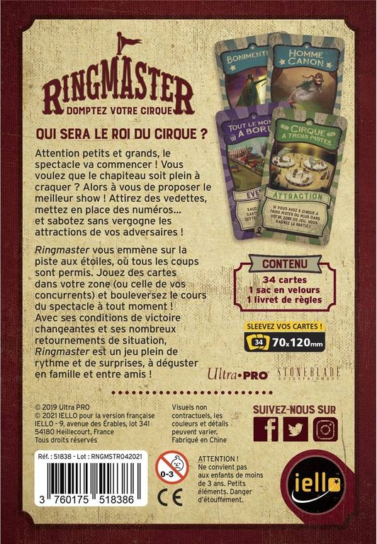 Ringmaster: Domptez Votre Cirque dos de la boîte