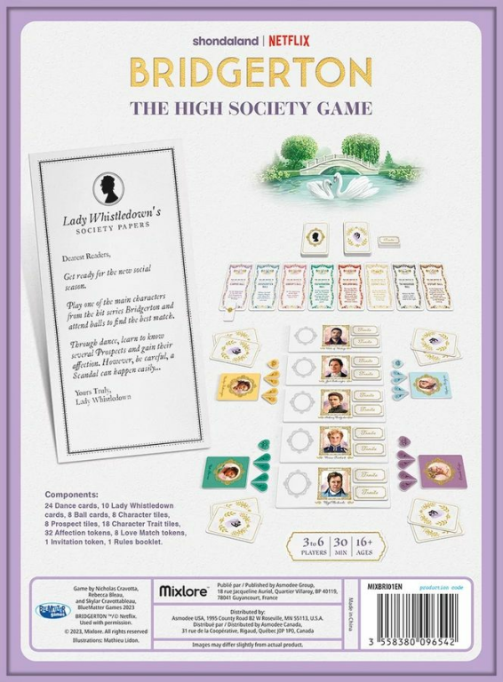 Bridgerton: The High Society Game parte posterior de la caja