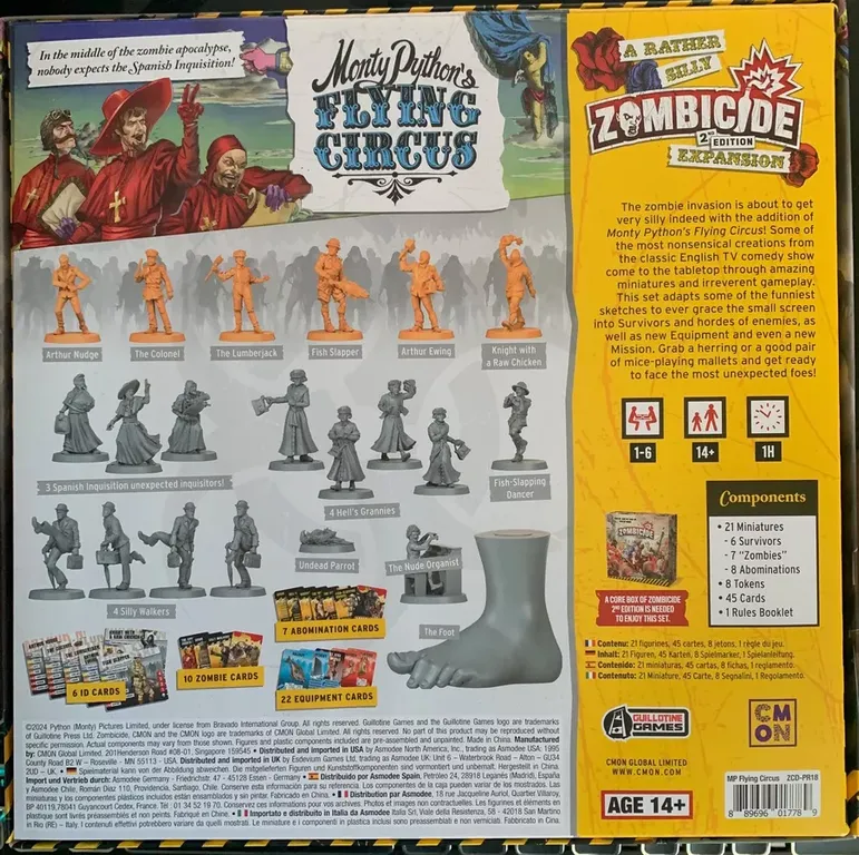 Zombicide: 2nd Edition – Monty Python's Flying Circus: A Rather Silly Expansion back of the box