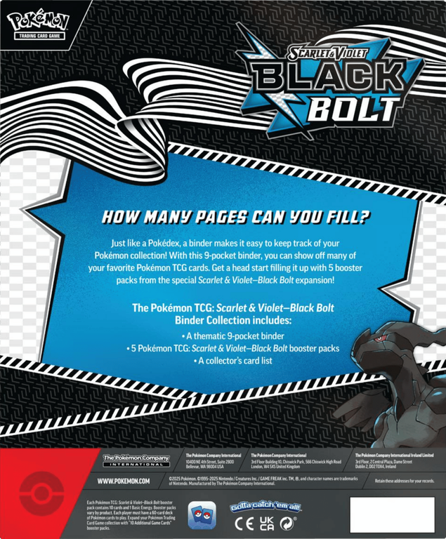 Pokémon Tcg: Scarlet & Violet - Black Bolt/White Flare Binder Collection: Zekrom/Reshiram back of the box