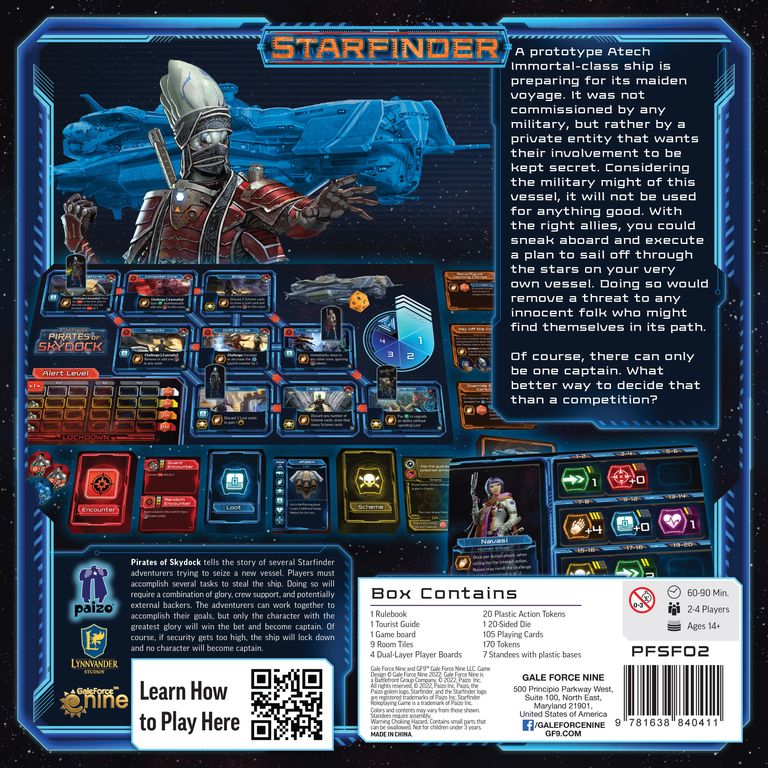 Starfinder: Pirates of Skydock rückseite der box