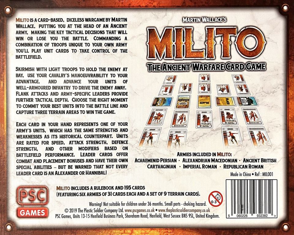 Milito back of the box