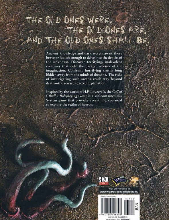 Call of Cthulhu Roleplaying Game back of the box