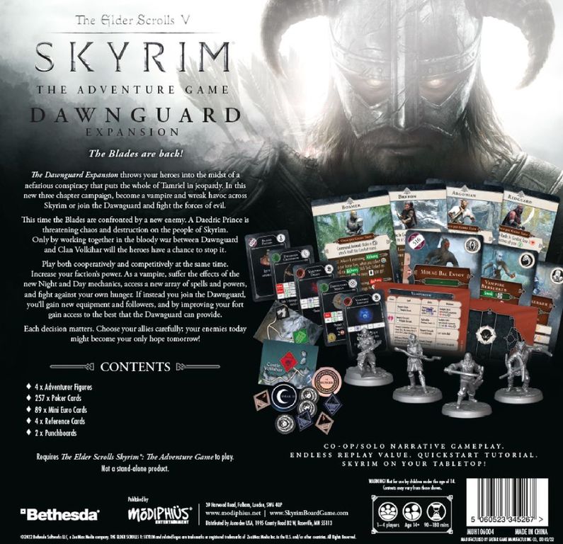 The Elder Scrolls V: Skyrim – The Adventure Game: Dawnguard Expansion back of the box