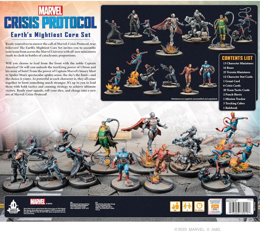 Marvel: Crisis Protocol – Earth's Mightiest Core Set rückseite der box