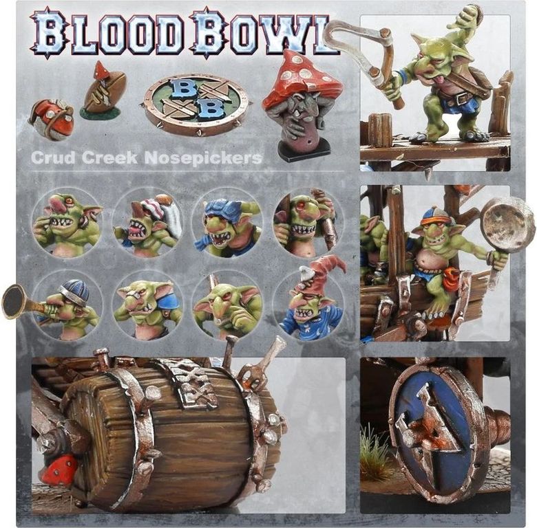 Blood Bowl (2016 edition): Crud Creek Nosepickers – Snotlings Bowl Team komponenten