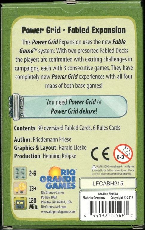 Power Grid: Fabled Expansion back of the box